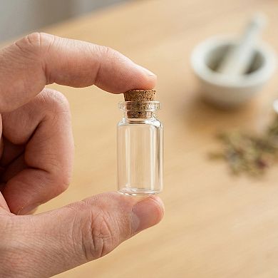 5Pcs Assorted Mini Glass Bottles with Cork Stoppers Test Tube Vials for Spices Crafts Sample Display
