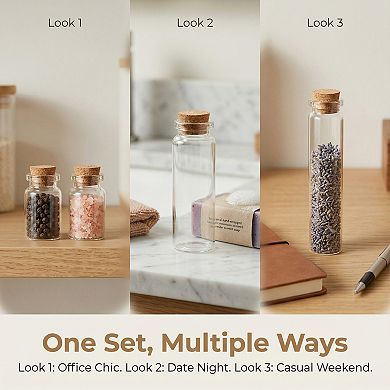 5Pcs Assorted Mini Glass Bottles with Cork Stoppers Test Tube Vials for Spices Crafts Sample Display