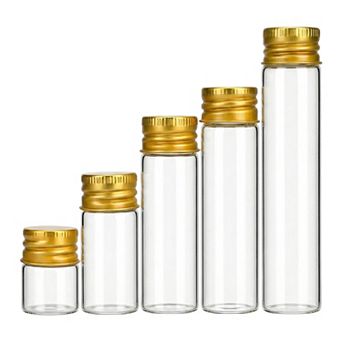 5 pc Assorted Mini Glass Bottles with Cork Stoppers Test Tube Vials for Spices Crafts Sample Display