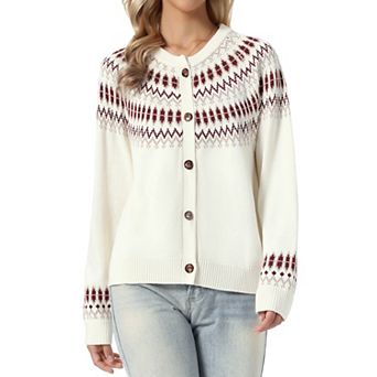 Cardigan Sweater for Women's Raglan Long Sleeve Open Front Button Down Knit Patterned Cardigan