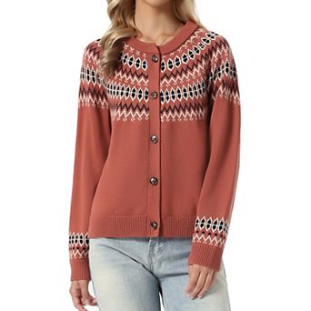 Cardigan Sweater for Women's Raglan Long Sleeve Open Front Button Down Knit Patterned Cardigan