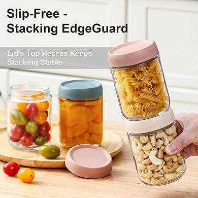 16oz Glass Overnight Oats Containers with Airtight Lids 6 Pack