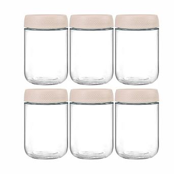 16oz Glass Overnight Oats Containers with Airtight Lids 6 Pack