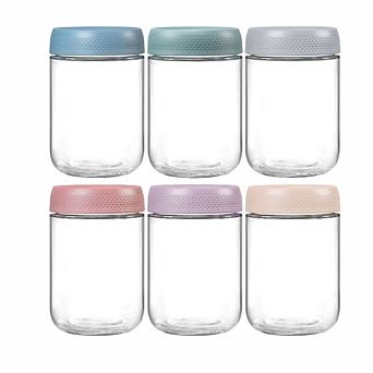 16oz Glass Overnight Oats Containers with Airtight Lids 6 Pack