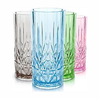Shatterproof Tritan 18oz Tall Tumbler Set of 4 Unbreakable Drinking Glasses