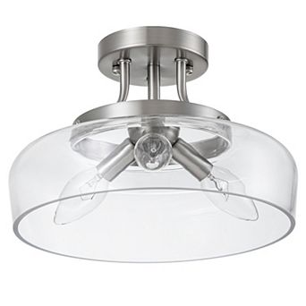 C Cattleya 11-Inch Brushed Nickel Semi Flush Mount with Glass Shade