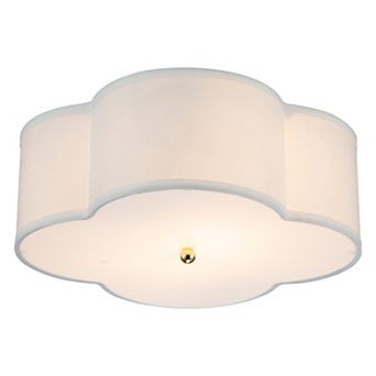 C Cattleya 17-Inch White Linen Flush Mount with Acrylic Diffuser