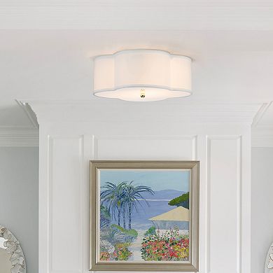 C Cattleya 17-Inch White Linen Flush Mount with Acrylic Diffuser