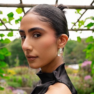 14K Yellow Gold Over Sterling Silver Clear Chunky Bucket Acrylic Hoops
