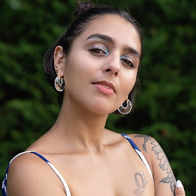 14K Yellow Gold Over Sterling Silver Clear Chunky Graduated Acrylic Hoops