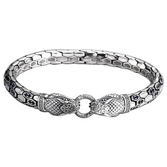Retro Snake Head Bangle Bracelet for Women - Elegant Crystal-Embedded Statement Jewelry