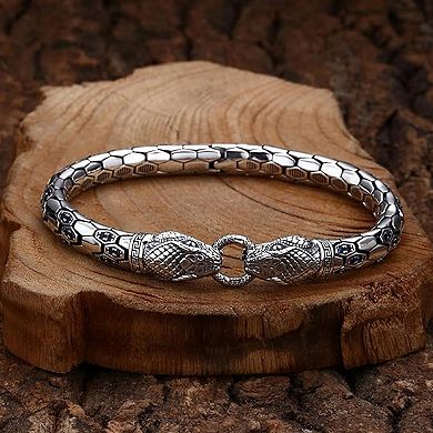 Retro Snake Head Bangle Bracelet for Women - Elegant Crystal-Embedded Statement Jewelry