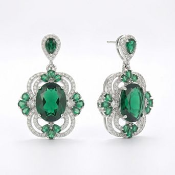 Luxury Gemstone Halo Drop Earrings for Women - Vintage Statement Dangle Jewelry