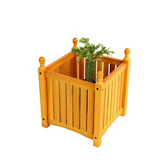 Wood Outdoor Square Wooden Flower and Herb Pot for Garden, Porch and Patio