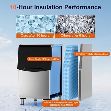23 in. Production Per Day 550 lbs. Full Size Cubes Commercial Ice Maker in Stainless St