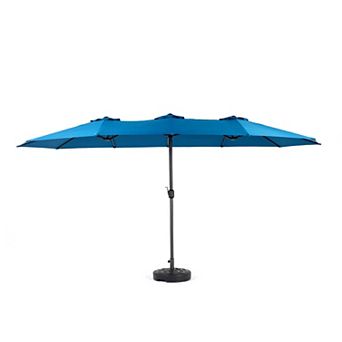 14.8 Ft Double Sided Outdoor Umbrella Rectangular Large with Crank ( Dark blue )(No Base)