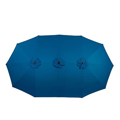 14.8 Ft Double Sided Outdoor Umbrella Rectangular Large with Crank ( Dark blue )(No Base)
