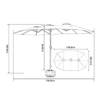 14.8 Ft Double Sided Outdoor Umbrella Rectangular Large with Crank ( Dark blue )(No Base)