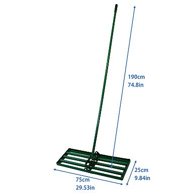 Heavy Duty Lawn Leveling Rake with 79.5" Long Handle, Topsoil Compost Sand Leveling Tool for Garden