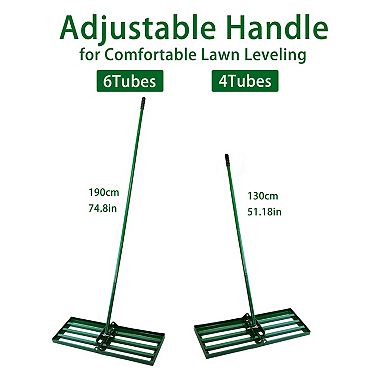 Heavy Duty Lawn Leveling Rake with 79.5" Long Handle, Topsoil Compost Sand Leveling Tool for Garden