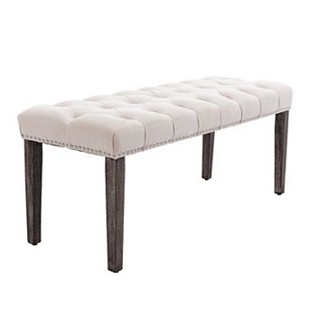 Upholstered Tufted Bench Ottoman , Velvet Dining Bench, Bedroom Bench, Footrest Bench