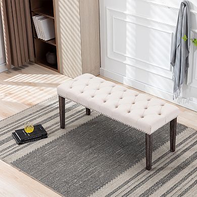 Upholstered Tufted Bench Ottoman , Velvet Dining Bench, Bedroom Bench, Footrest Bench