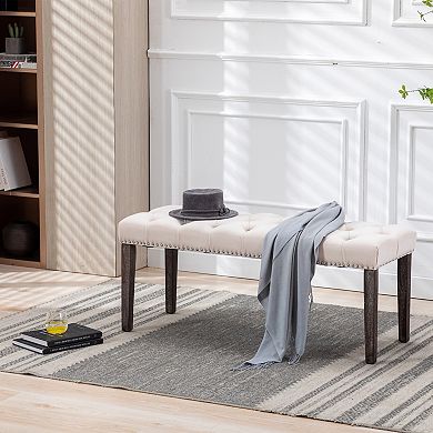 Upholstered Tufted Bench Ottoman , Velvet Dining Bench, Bedroom Bench, Footrest Bench