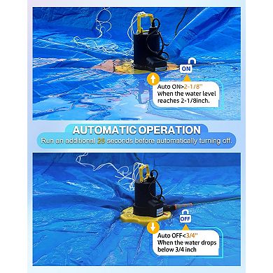 1 HP 3500 GPH Automatic Pool Cover Pump Submersible Water Pump with 33FT Cord 1 Piece
