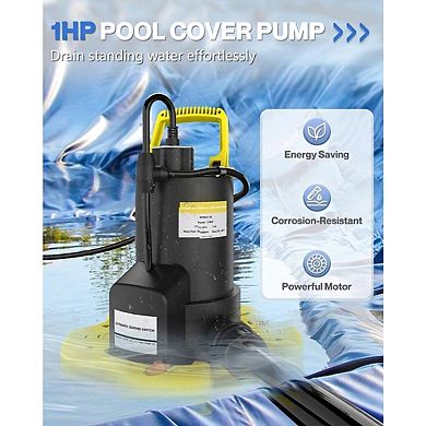 1 HP 3500 GPH Automatic Pool Cover Pump Submersible Water Pump with 33FT Cord 1 Piece