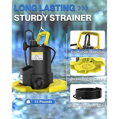 1 HP 3500 GPH Automatic Pool Cover Pump Submersible Water Pump with 33FT Cord 1 Piece