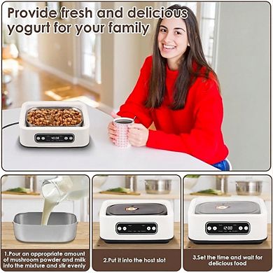1.6 Quart Stainless Steel Yogurt Maker Adjustable Temp and Time Automatic 1 Piece