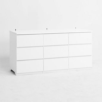 Modern Wood 9 Drawer Handleless Dresser,Large Storage Freestanding Cabinet for Bedroom Living Room