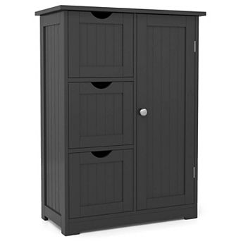 Costway Bathroom Floor Cabinet Side Storage Cabinet with 3 Drawers and 1 cup oard