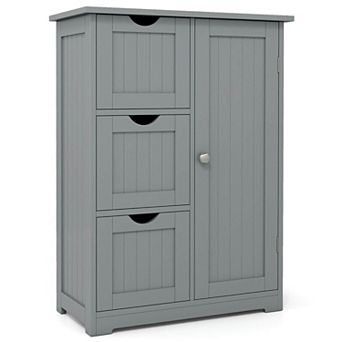 Costway Bathroom Floor Cabinet Side Storage Cabinet with 3 Drawers and 1 cup oard
