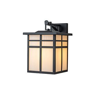 1-Light H13 in Modern Farmhouse Black Outdoor Wall Lantern with Frosted Glass Exterior Wall Sconce