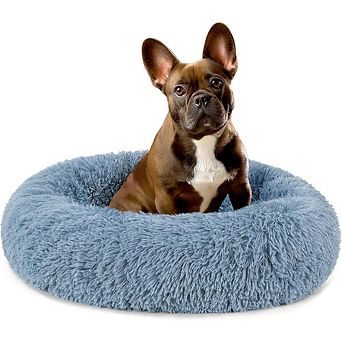 Calming Donut Pet Bed with Faux Fur and Non-Slip Base