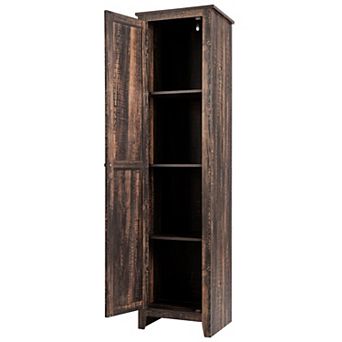 Costway Linen Tower Bathroom Storage Cabinet Tall Slim Side Organizer w/ Shelf