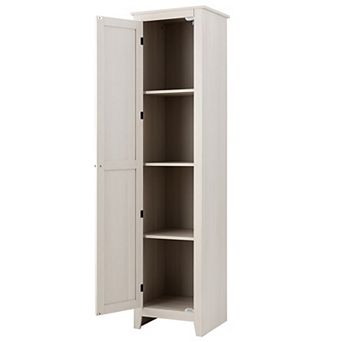 Costway Linen Tower Bathroom Storage Cabinet Tall Slim Side Organizer w/ Shelf