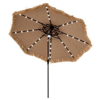 10 Feet Hawaiian Style Solar Lighted Thatched Tiki Patio Umbrella