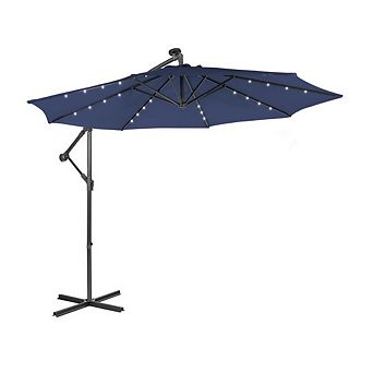 10 Feet Patio Solar Powered Cantilever Umbrella with Tilting System