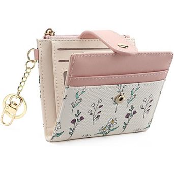 Small Wallet for Women, RFID Blocking Slim Bifold Floral PU Leather, with Zipper Pocket & ID Window