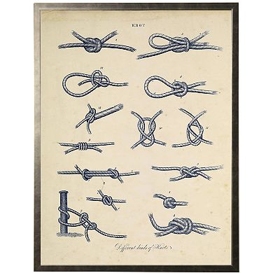 Vintage bookplate of knots in navy
