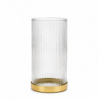 Fluted Glass Vase Planter Tall