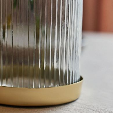 Fluted Glass Vase Planter Tall