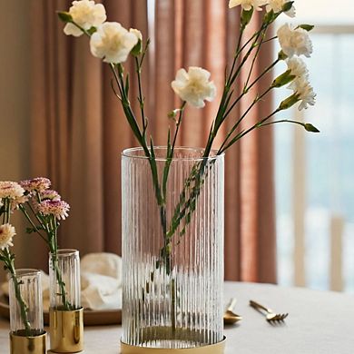 Fluted Glass Vase Planter Tall