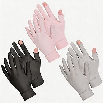3 Pairs Women Full Finger UV Gloves Touchscreen for Driving Outdoor