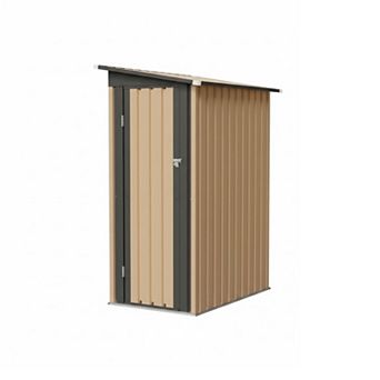 WOW PIONEER Pent Roof Metal Garden Storage Shed with Side Hinge Door for Outdoor