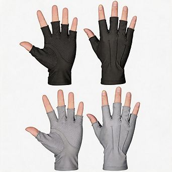 2 Pairs Men Fingerless UV Gloves Touchscreen for Driving Hiking