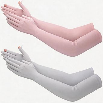 2 Pairs Women Long UV Sun Gloves Full Finger for Driving Outdoor Sports