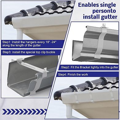 10 Pack 5 Inch Aluminum Gutter Hangers Hidden White Brackets for K Style Gutter Repair